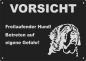 Preview: Aluminium Warnschild Bernhardiner VORSICHT Freilaufender Hund! Betreten auf eigene Gefahr!
